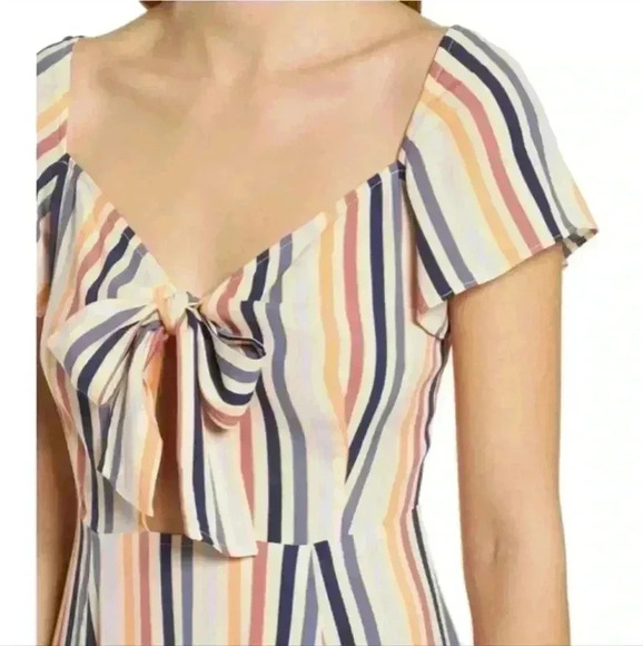 Leith Striped Keyhole Front Tie Midi Dress size xs - Picture 2 of 15